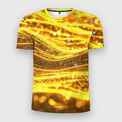 Мужская спорт-футболка Золотые блестящие волны