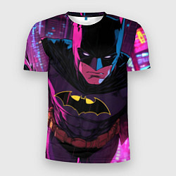 Футболка спортивная мужская Бэтмен в фиолетовом свете, цвет: 3D-принт