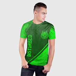 Футболка спортивная мужская Disturbed - green gradient вертикально, цвет: 3D-принт — фото 2