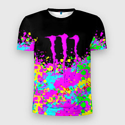 Футболка спортивная мужская Monster energy краски неоновые, цвет: 3D-принт