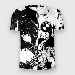 Мужская спорт-футболка BMW черно белые краски