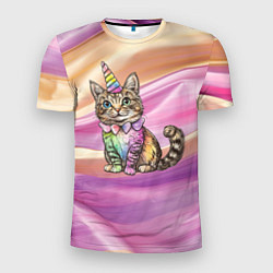 Футболка спортивная мужская Котенок в костюме единорога, цвет: 3D-принт