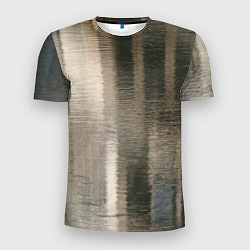 Футболка спортивная мужская Размытые серо-бежевые полосы, цвет: 3D-принт