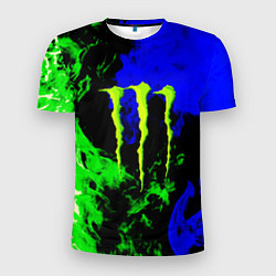 Мужская спорт-футболка Monster energy кислотный огонь