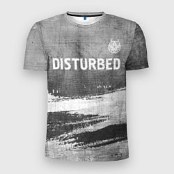 Мужская спорт-футболка Disturbed - grey gradient посередине