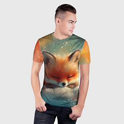 Футболка спортивная мужская Лисенок спит на облаке, цвет: 3D-принт — фото 2