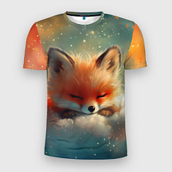 Футболка спортивная мужская Лисенок спит на облаке, цвет: 3D-принт