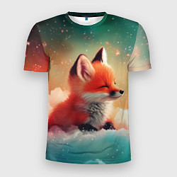 Футболка спортивная мужская Милый лисенок спит на облаке, цвет: 3D-принт
