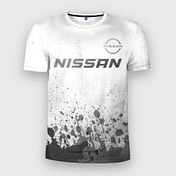 Мужская спорт-футболка Nissan - white gradient посередине