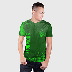 Футболка спортивная мужская Scorpions - green gradient вертикально, цвет: 3D-принт — фото 2