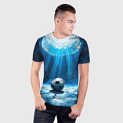 Футболка спортивная мужская Футбольный мяч в синем, цвет: 3D-принт — фото 2