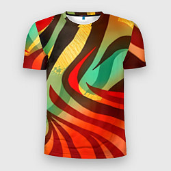 Мужская спорт-футболка Жаркая полосатая абстракция