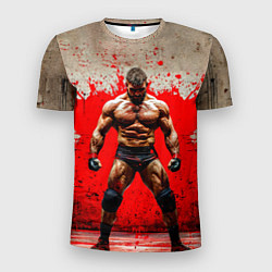 Футболка спортивная мужская Реслер на красном, цвет: 3D-принт