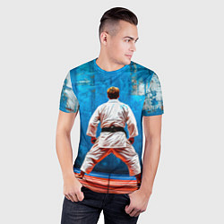 Футболка спортивная мужская Дзюдоист на синем, цвет: 3D-принт — фото 2
