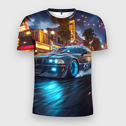 Футболка спортивная мужская ВМБ неоновый свет, цвет: 3D-принт