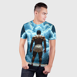 Футболка спортивная мужская Мухаммед Али в синем дыму, цвет: 3D-принт — фото 2