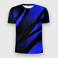 Мужская спорт-футболка Чёрный с синий абстрактные полосы