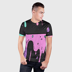 Футболка спортивная мужская Стекающая краска текстура, цвет: 3D-принт — фото 2