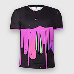 Мужская спорт-футболка Фиолетовая текстура на черном фоне