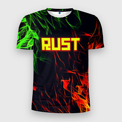 Мужская спорт-футболка RUST огненная текстура
