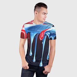Футболка спортивная мужская Синие и красные слизи текстура, цвет: 3D-принт — фото 2