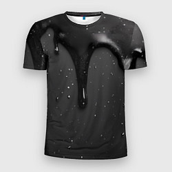 Футболка спортивная мужская Черная текстура - хром, цвет: 3D-принт