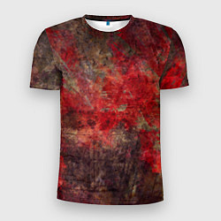 Мужская спорт-футболка Абстракция - red rusty wall