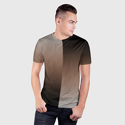 Футболка спортивная мужская Чёрно-коричневый текстурный градиент пополам, цвет: 3D-принт — фото 2