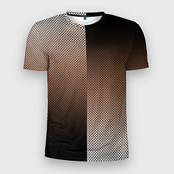 Футболка спортивная мужская Чёрно-коричневый текстурный градиент пополам, цвет: 3D-принт