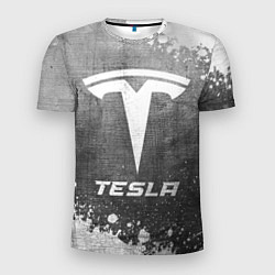 Мужская спорт-футболка Tesla - grey gradient