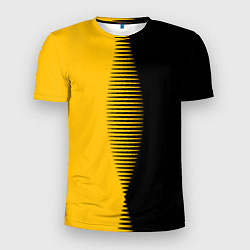 Футболка спортивная мужская Чёрно-жёлтый пополам с переходом, цвет: 3D-принт