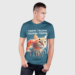 Футболка спортивная мужская Trippi troppi troppa trippa - brainrot cat meme, цвет: 3D-принт — фото 2