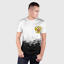 Футболка спортивная мужская Россия черно белые краски, цвет: 3D-принт — фото 2