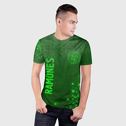 Футболка спортивная мужская Ramones - green gradient вертикально, цвет: 3D-принт — фото 2
