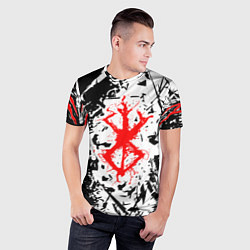 Футболка спортивная мужская Берсерк маска брызги, цвет: 3D-принт — фото 2