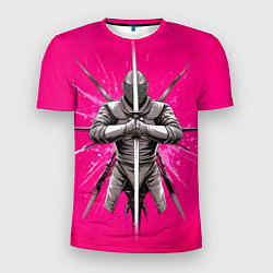 Мужская спорт-футболка Фехтование на саблях в розовом
