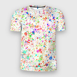 Мужская спорт-футболка Белый с разноцветными брызгами