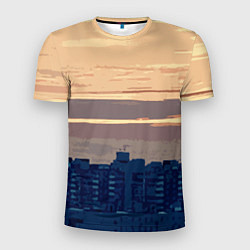 Футболка спортивная мужская Городской пейзаж стилизованный, цвет: 3D-принт