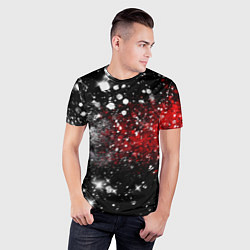 Футболка спортивная мужская Бело-красные блестяшки на черном, цвет: 3D-принт — фото 2