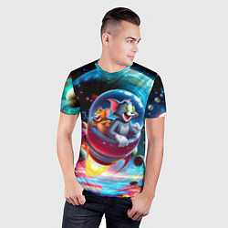 Футболка спортивная мужская Том и Джерри летят в ракете - нейроарт, цвет: 3D-принт — фото 2