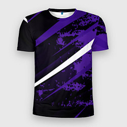 Футболка спортивная мужская Color black purple line, цвет: 3D-принт