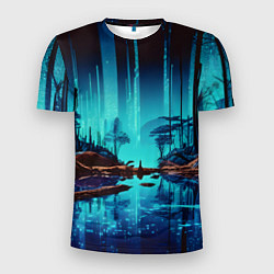 Футболка спортивная мужская В неоновом лесу, цвет: 3D-принт