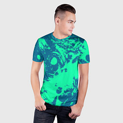 Футболка спортивная мужская Сине-зелёный абстракция краски, цвет: 3D-принт — фото 2