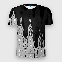 Футболка спортивная мужская Чёрно-белый абстракция стекающаяся, цвет: 3D-принт