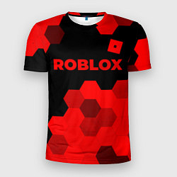 Мужская спорт-футболка Roblox - red gradient посередине