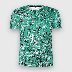 Футболка спортивная мужская Бирюзовый с чёрно-белыми пятнами, цвет: 3D-принт