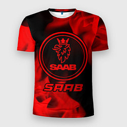 Мужская спорт-футболка Saab - red gradient