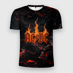 Мужская спорт-футболка ACDC логотип из огня