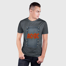 Футболка спортивная мужская ACDC логотип в виде джинсовой нашивки, цвет: 3D-принт — фото 2