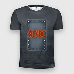 Мужская спорт-футболка ACDC логотип в виде джинсовой нашивки